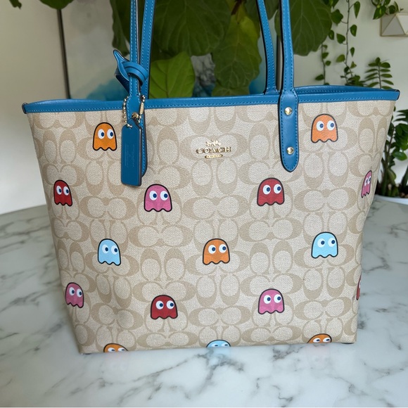 Coach Handbags - Coach Reversible City Tote Bag in Signature Canvas Pac Man Ghost Print f72905
